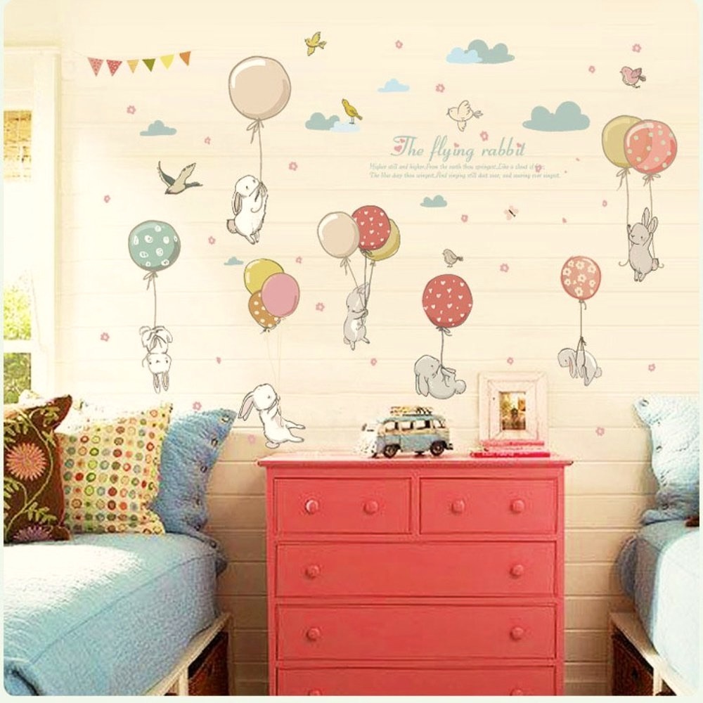2/$10 BOGO  Vinyl Wall Decals Bunnies & Balloons Kids Room or Baby’s Nursery